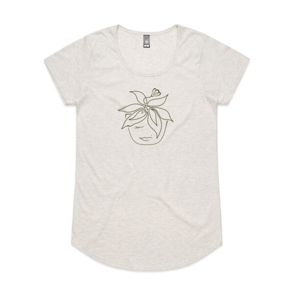 Blooming Pot Plant - Womens Mali Tee - Olive Print Thumbnail