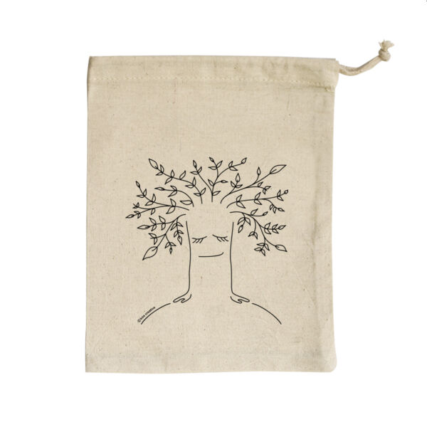 Tree Healing - Small Calico Bag - Black Print Thumbnail