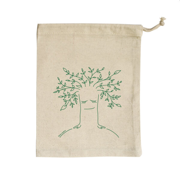 Tree Healing - Small Calico Bag - Green Print Thumbnail