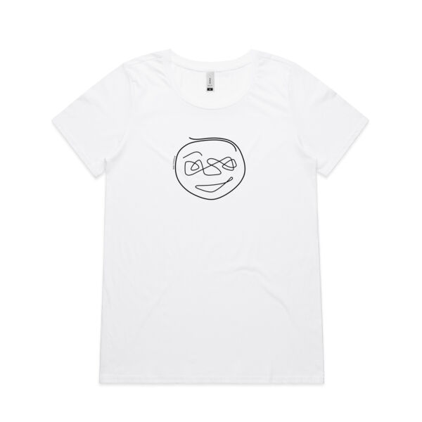 Putting On My Happy Face - Womens Shallow Scoop Tee - Black Print Thumbnail