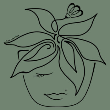Blooming Pot Plant - Womens Maple Tee - Black Print Design