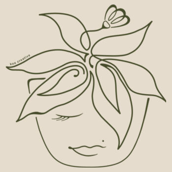 Blooming Pot Plant - Womens Maple Organic Tee - Olive Print Design