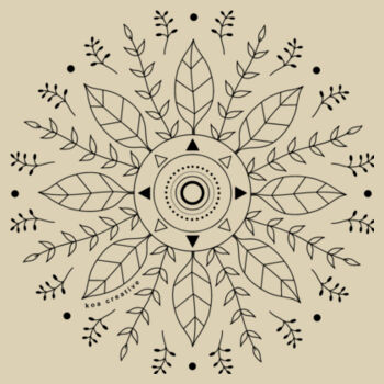 Leaf Mandala - Small Calico Bag - Black Print Design