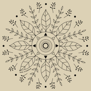 Leaf Mandala - Medium Calico Bag - Black Print Design