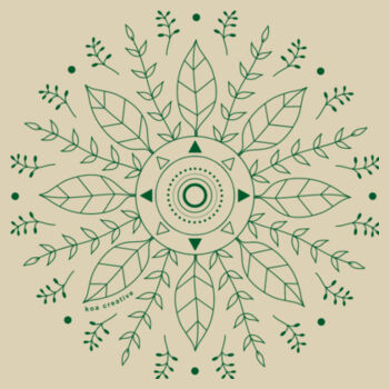 Leaf Mandala - Medium Calico Bag - Green Print Design