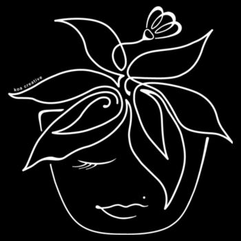 Blooming Pot Plant - Womens Shallow Scoop Tee - White Print  Design