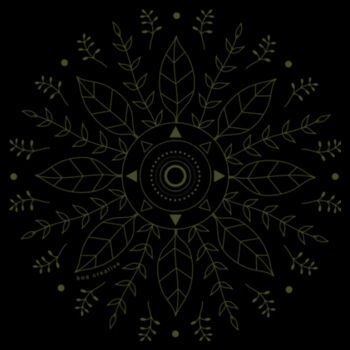 Leaf Mandala - Womens Shallow Scoop Tee - Olive Print Design