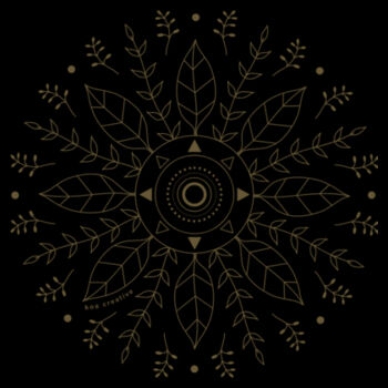 Leaf Mandala - Womens Shallow Scoop Tee - Khaki Print Design